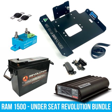Bundle - Revolution 60ah Dual Battery Tray (under rear seat) to suit RAM 1500 DS Express Crew Cab